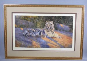 A Large Framed Anthony Gibbs Limited Edition Print, The Great White Tiger, Proof Stamp, 1173/1500,