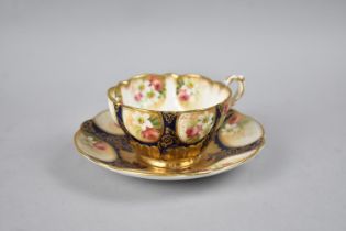 A Pretty 19th Century Hand Painted Gilt and Cobalt Blue Cabinet Cup and Saucer decorated with