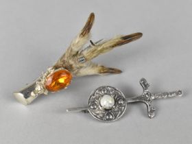 A Silver and Jewelled Mounted Grouse Foot by WBS, Glasgow 1956 and a Scottish Silver Clan Cloak