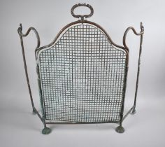 A Victorian Copper Framed Three Panel Fire Guard, Condition issues, 70cms High