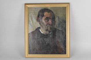 A Framed Oil on Canvas, 20th Century, Portrait of Gent, Inscribed to Frame on Reverse 'ynys mon',