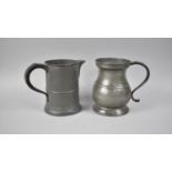 A Victorian Pewter Measuring Jug together with a Georgian Pewter Quart Measure