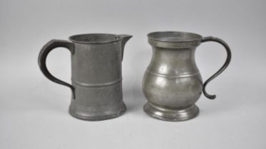 A Victorian Pewter Measuring Jug together with a Georgian Pewter Quart Measure