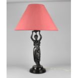 A Modern Bronze Effect Figural Table Lamp in the Form of Classical Maiden with Arms Raised, Complete