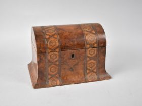 A Late 19th Century Banded Inlaid Burr Walnut Two Division Tea Caddy, 23cms Wide and 15cms High