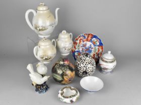 A Collection of Oriental Items to Comprise Japanese Egg Shell Three Piece Tea Service, Ginger