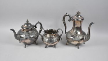 A Three Piece Edwardian Silver Plated Tea Set