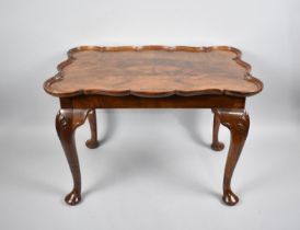 A Mid 20th Century Rectangular Pie Crust Edged Walnut Table with Cabriole Supports, 60x40cm