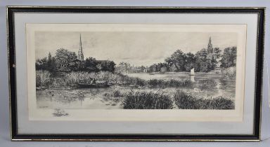 A Framed Engraving After R Winter, Country House Lake Scene, 69x27cms