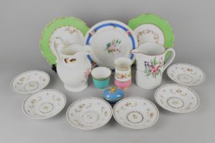 A Collection of 19th and 20th Century Floral Decorated China to Comprise Set of Six Dishes with