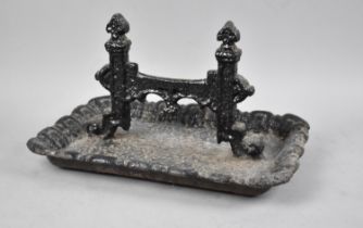 A Late 19th/Early 20th Century Cast Iron Boot Scraper on Rectangular Tray, 40cms by 28cms