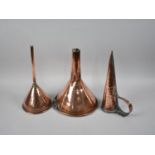 A 19th Century Copper Ale Warmer, Wine Funnel and Beer Funnel, 32cms Long