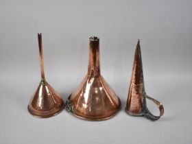 A 19th Century Copper Ale Warmer, Wine Funnel and Beer Funnel, 32cms Long