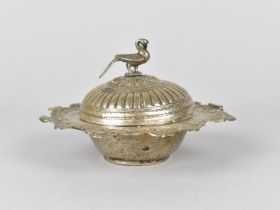 A Far Eastern White Metal/Low Grade Silver Lidded Circular Altar Vessel, Finial in the Form of a