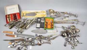 A Collection of Various Loose and Boxed Cutlery, Sugar Bows, Knife Rests Etc