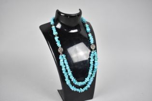A Silver and Howlite Chip Bead Necklace