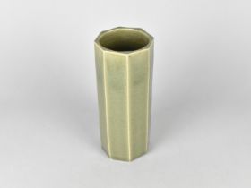 A Celadon Glazed Octagonal Sleeve Vase, 19cm high
