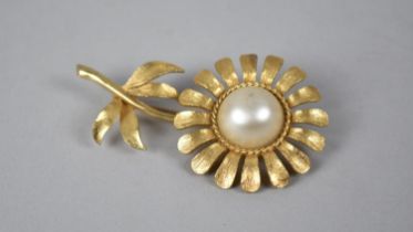 A Large Vintage Gold Tone Brooch, Sunflower, 8.5cms Long