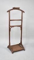 A Stained Bamboo Gentleman's Suit Stand with Cufflink Tray 48cms Wide and 112cms High