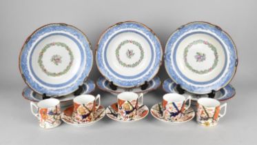 A Set of 19th Century Derby Imari Coffee Cans and Saucers Together with Six Copeland Spode