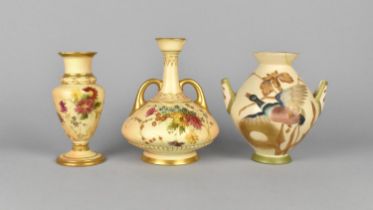 Two Royal Worcester Blush Ivory Vases, shape 1730 and 1747 (AF) Together with a Blush Ivory Twin