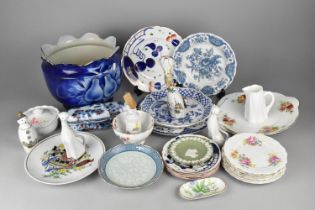 A Collection of Ceramics to Comprise Plates, Wedgwood Jasperware, Dishes, Jardinener etc, Various