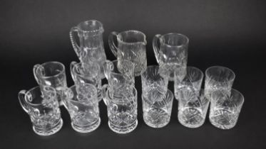 A Collection of Cut Glass to Comprise Set of Six Tumblers, Tankards, Jugs etc