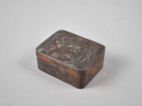 A Small Oriental Rectangular Pill/Jewellery Box with Satin Lined Interior, Sides and Hinged Lid