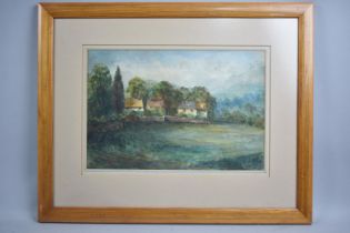 A Framed Watercolour Depicting Rural Landscape with Cottages, by Frank Besick, 31x21cm