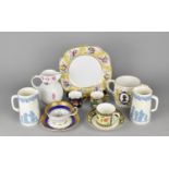 A Collection of Ceramics to Comprise Royal Grafton Cabinet Cup and Saucer, Relief Jugs, Coffee