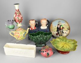 A Collection of Ceramics to Comprise Bretby Majolica Leaf Tazza, Sylvac Leaf Planter/Vase, Spodes