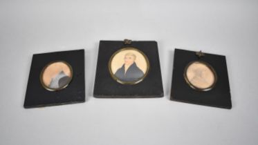 A Collection of Three 19th Century Portrait Miniatures, Somewhat Faded