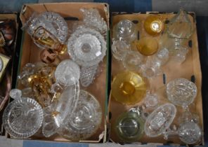 Two Boxes of Pressed and Moulded Plain and Coloured Glass