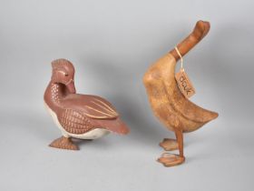 A Modern Carved Wooden Duck 'My Name Is Casper' together with a Carved and Painted Wooden Study of a