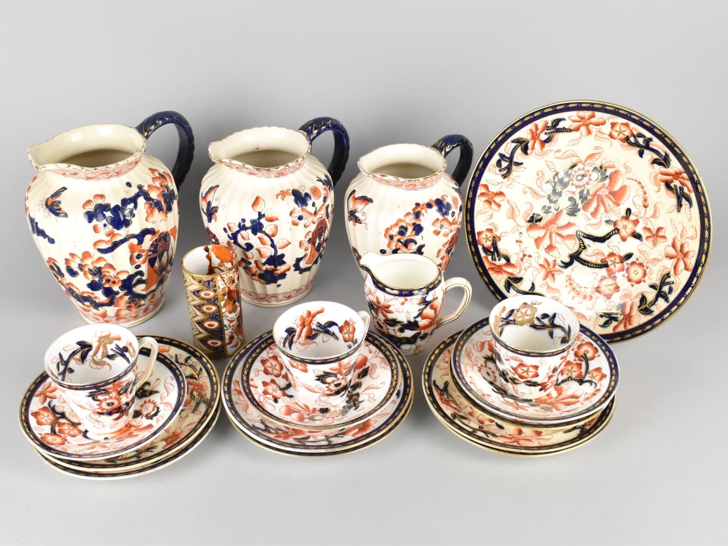 A Collection of 19th Century English Imari Decorated China to Comprise Coalport Teawares, Derby