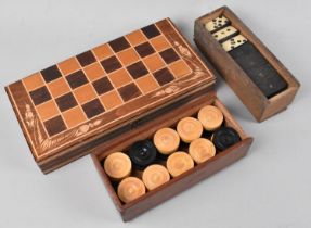 A Mid 20th Century Continental Chess Set in Folding Box, 25.5 cms Wide, Together with a Set of