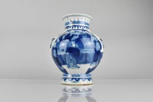 A Chinese Porcelain Blue and White Vase Decorated with Court Scene Official Figures, The Baluster