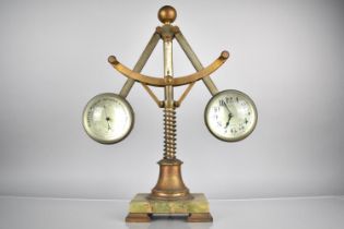 An Italian Industrial Centrifugal Governor Clock and Barometer by P.Botto, Firenze, with Silvered