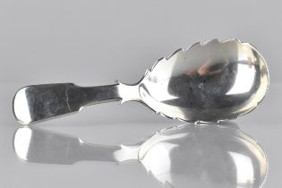 A Georgian Silver Caddy Spoon by WB of Plain Form having Cut Bowl, London Hallmark