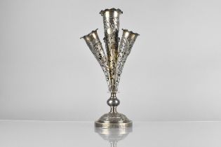 A Chinese Late Qing Dynasty Silver Four Branch Epergne, By HM, the Flutes Having Wavy Rim and