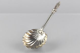 A Victorian Silver Caddy Spoon by Stokes & Ireland Limited having Figural Finial to Shell Bowl,