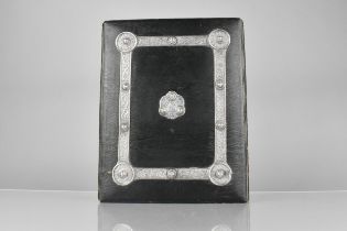 A Late Victorian/Edwardian Silver Mounted Leather Blotter Book with Celtic Design with Dublin