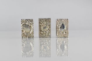 Three Silver Match Box Holders to comprise Late Victorian Holder with Beaded Trim and Scrolled