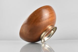 An Asprey & Co Teak and Silver Footed Bowl, 27cm Diameter, Silver Stamped With Sterling and Import