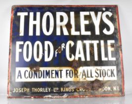 An Early 20th Century Enamel Thorley's Sign, 'Thorley's Food For Cattle' 70x81.5cm White Stencil
