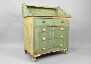 A 19th Century Painted Pine Washstand with Trompe L'oeil Decoration, Reverse Lining and Acanthus