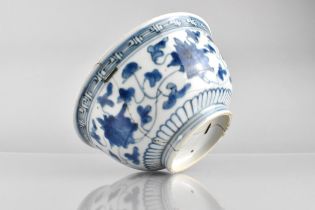 A Chinese Ming/Qing Dynasty Porcelain Blue and White 'Lotus' Bowl, 17cm Diameter and 8cm High.