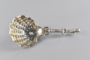 A Victorian Silver Sifter Spoon Ornate Design by GF (Possibly George Fox) having Zoomorphic Handle