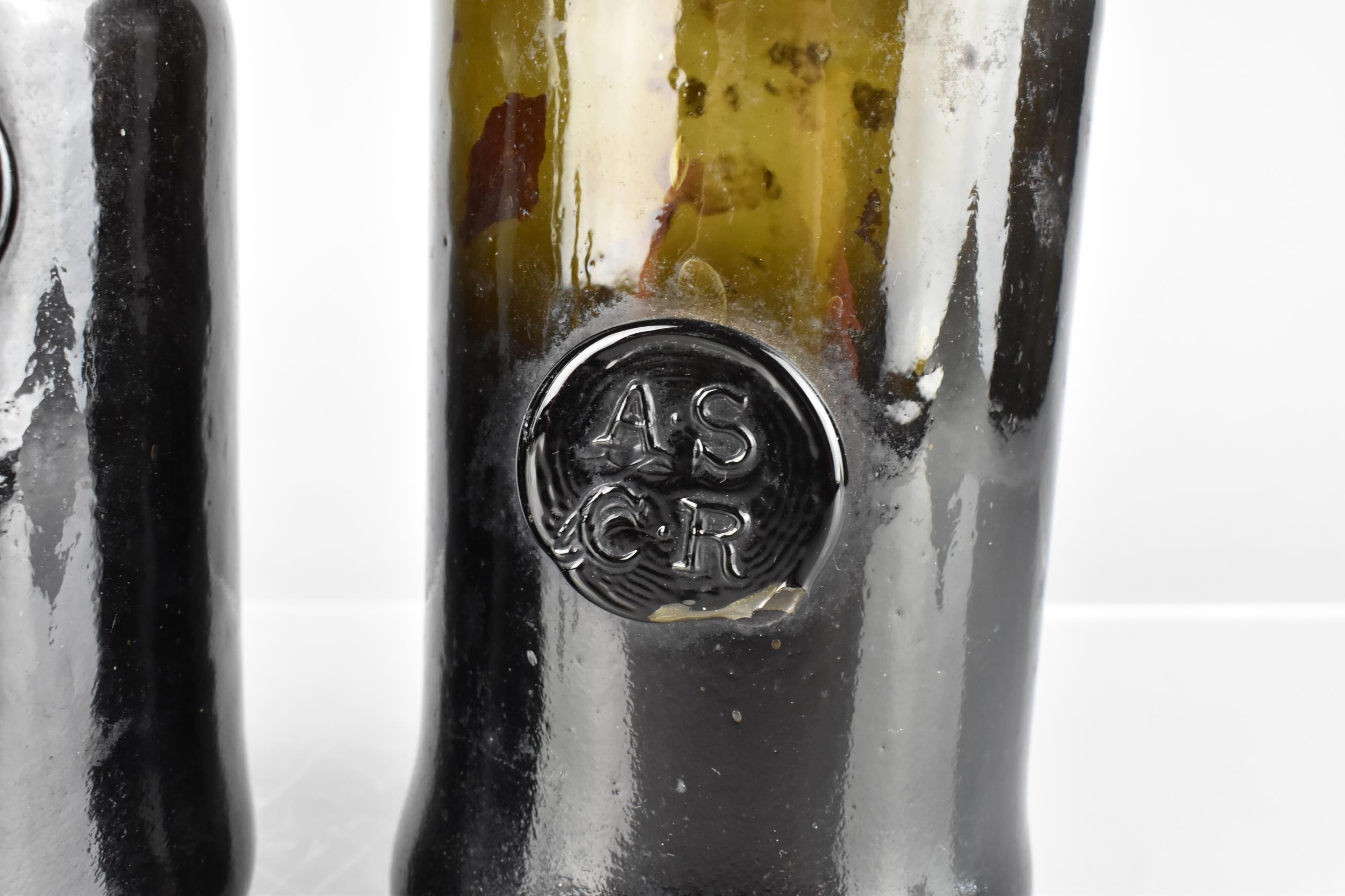 Two 18th Century Glass Bottles with Seal Stamps, 26cm and 27cm High - Image 3 of 3