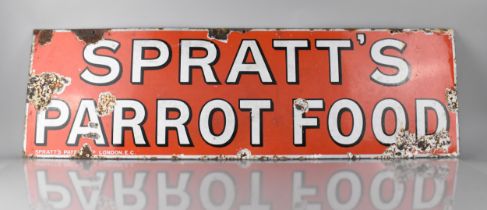 A Vintage Enamel Sign for Spratt's Parrot Food, 102x30cm